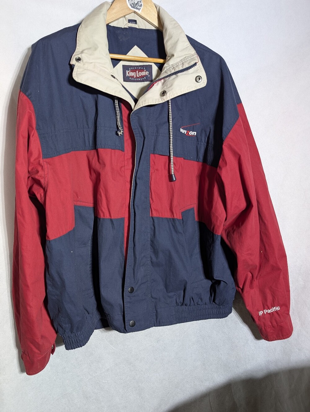 King Louie Mens 2XL Navy Red Colorblock Verizon Corporate Zip Jacket Windbreaker